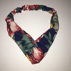 Cloth Hair Band Teal with Orchid Flowers